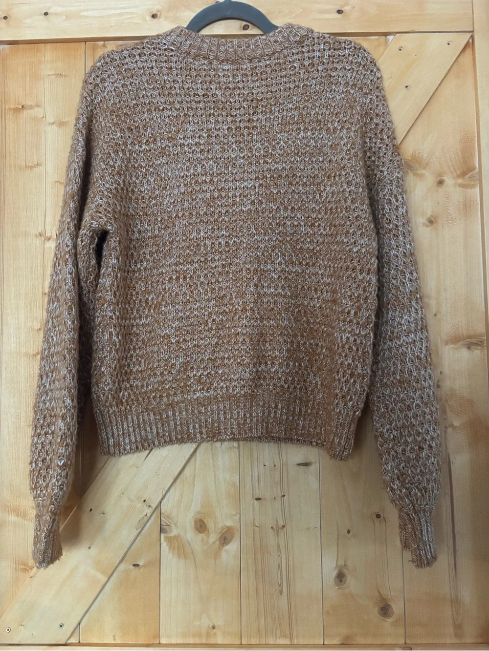 Abercrombie & Fitch Chunky Knit Crewneck Sweater Brown White Size S Oversized